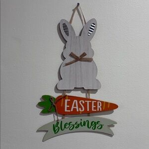 NWT- Farmhouse Chic- 3 Tier- Easter Bunny Wall Decor Sign- Easter Blessings